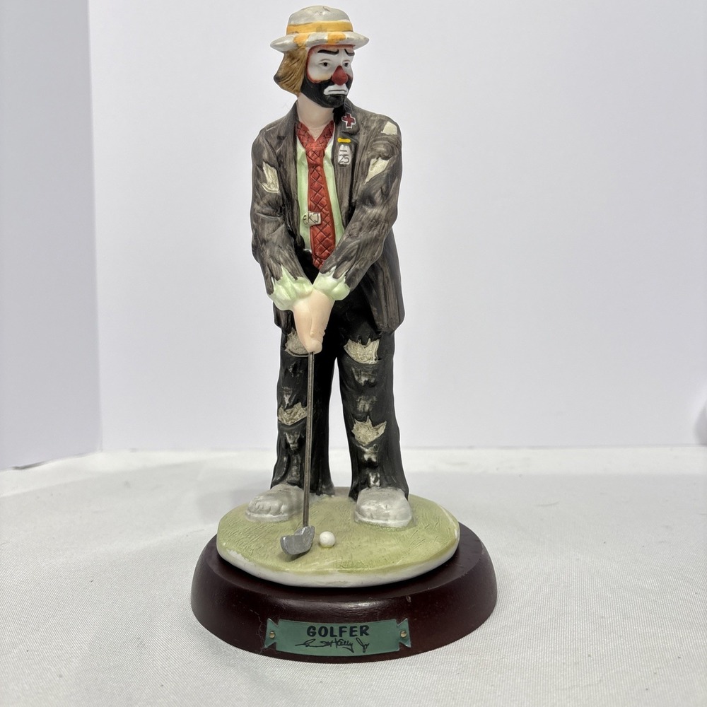 Emmett Kelly Jr Golfer Clown‎ Figurine Weary Willie Golf Statue Signed Base